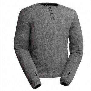 Fmco Base Layer Long Sleeve Henley Shirt Mens L Biker Outdoor Gray Thumbholes